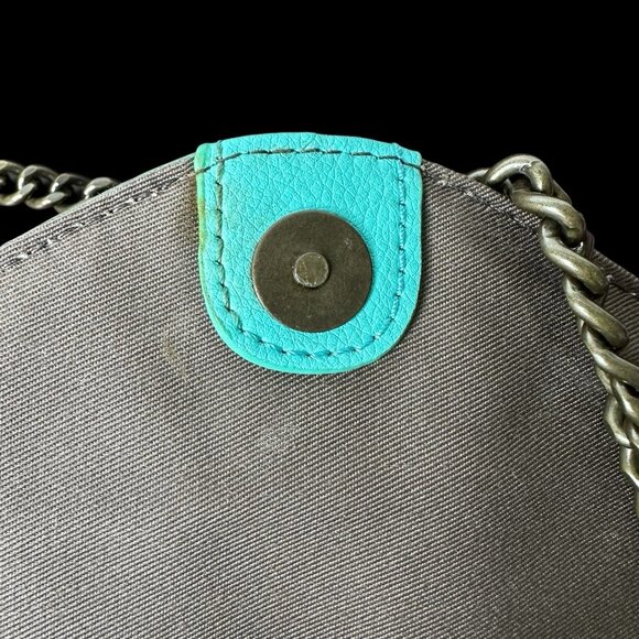 J CREW Teal Turquoise Purse Handbag Leather Envelope Clutch Shoulder Bag Chain - Picture 3 of 7